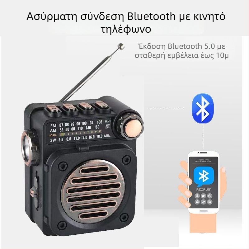 Μίνι ραδιόφωνο πολλαπλών ζωνών με Bluetooth, υποδοχή καρτών και MP3, μοντέλο M8, FM/AM/SW