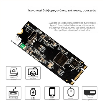 Κάρτα επέκτασης M.2 προς USB-C με ASMedia 3142, 10Gbps USB 3.2 Gen2 μετατροπέας