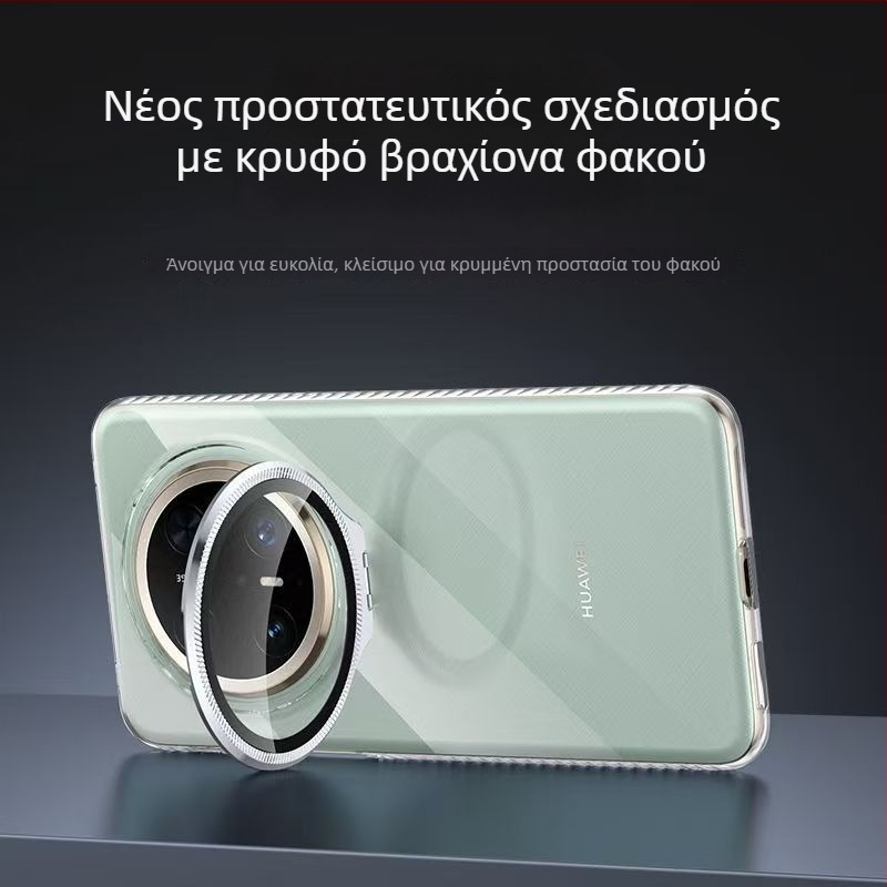 Θήκη Huawei Mate80 για κινητό, διαφανές PC, κατασκευή με θερμοπρέσα, ενσωματωμένο στήριγμα