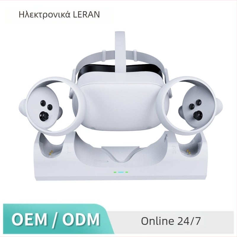 LR-VR009 Ασύρματη Βάση Φόρτισης Meta Quest 2 με Μαγνητική Προέλκυση, ABS, Είσοδος 5V2A, Έξοδος 2×5V1A