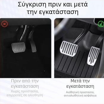 Σετ καλύμματα πεταλιών από αλουμίνιο για Tesla Model 3/Y – επιτάχυνση, φρένο και πατούμενο ποδιού (dead pedal), αυτόματο κιβώτιο ταχυτήτων, 2025 μοντέλο