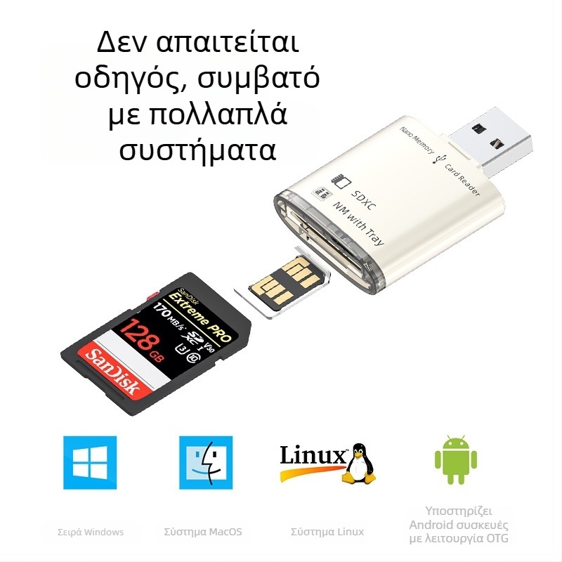 Αναγνώστης καρτών USB 3.0 – Υποστήριξη SD/TF, μεταλλικό περίβλημα από ψευδάργυρο, μοντέλο JS-68, εξωτερικός σχεδιασμός