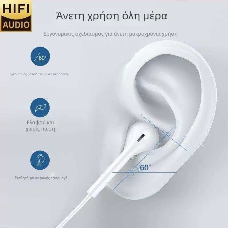 In-ear ενσύρματα Type-C ακουστικά με μικρόφωνο, καλώδιο 1,2 m