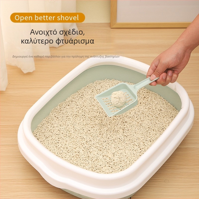 Ημι-κλειστό μεγάλο κουτί άμμου γάτας, αντι-εκσπλάση, δίχρωμος αερισμός, αποσπώμενος δίσκος