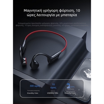 Ακουστικά Bluetooth οστικής αγωγής, κρεμαστά, IPX8 αδιάβροχα, ασύρματα με μικρόφωνο, μοντέλο X6