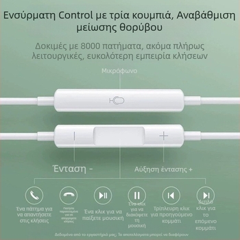 Ακουστικά ενσύρματα Type-C για Huawei Mate60 Pro, semi-in-ear σχεδίαση, έλεγχος καλωδίου, μινιμαλιστικό στυλ