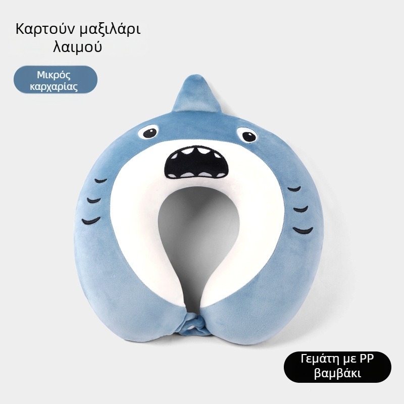 Μαξιλάρι λαιμού σε σχήμα U με σχέδιο καρτούν πιγκουΐνο, γέμισμα PP βαμβάκι, ύφασμα πολυεστερικό, κατάλληλο για ταξίδια με αεροπλάνο και γραφείο