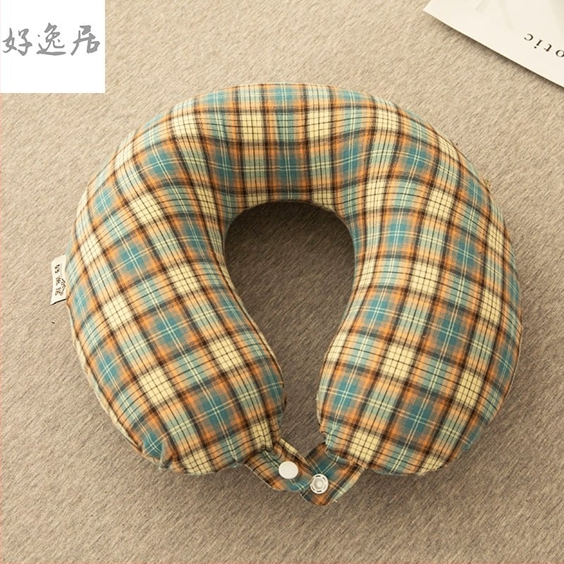 Μαξιλάρι αυχένα σε σχήμα U με γέμισμα από φαγόπυρο, κάλυμμα από βαμβάκι πλυμένο με νερό, μοντέρνο μινιμαλιστικό στυλ, για ενήλικες, 95% περιεκτικότητα φαγόπυρου.