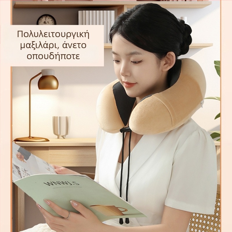 Μαξιλάρι λαιμού U-σχήματος για ταξίδια από αφρό μνήμης, με πολύ μαλακό ύφασμα σπάντεξ για ενήλικες