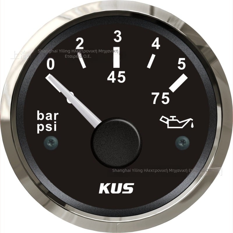 Μανόμετρο πίεσης λαδιού με LED οθόνη, 5/10 Bar, για αυτοκίνητα και σκάφη, 12-24V, ανοξείδωτος χάλυβας + πλαστικό, μοντέλο KY
