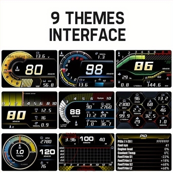 OBD LCD Πολυλειτουργικός Πίνακας Εργαλείων: θερμοκρασία νερού, μετρητής τουρμπίνας, ταχόμετρο, θερμοκρασία λαδιού, μετρητής τάσης (12V)