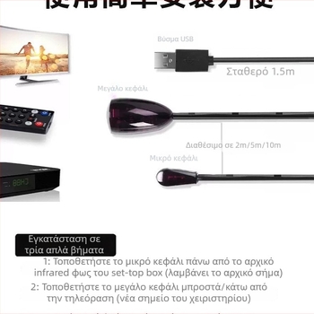 Παγκόσμιος IR επαναλήπτης για Set-Top Box — USB δέκτης σήματος απομακρυσμένου ελέγχου, καλώδιο επέκτασης