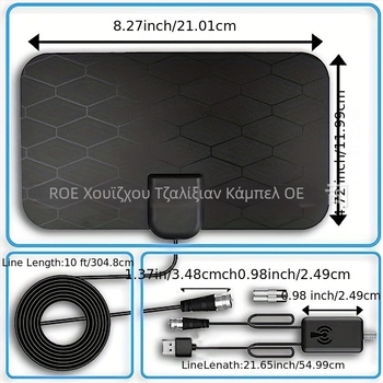 Εσωτερική και εξωτερική HD ψηφιακή κεραία τηλεόρασης, μίνι-πλέγματος σχεδίασης, 4K/1080P DVB-T2