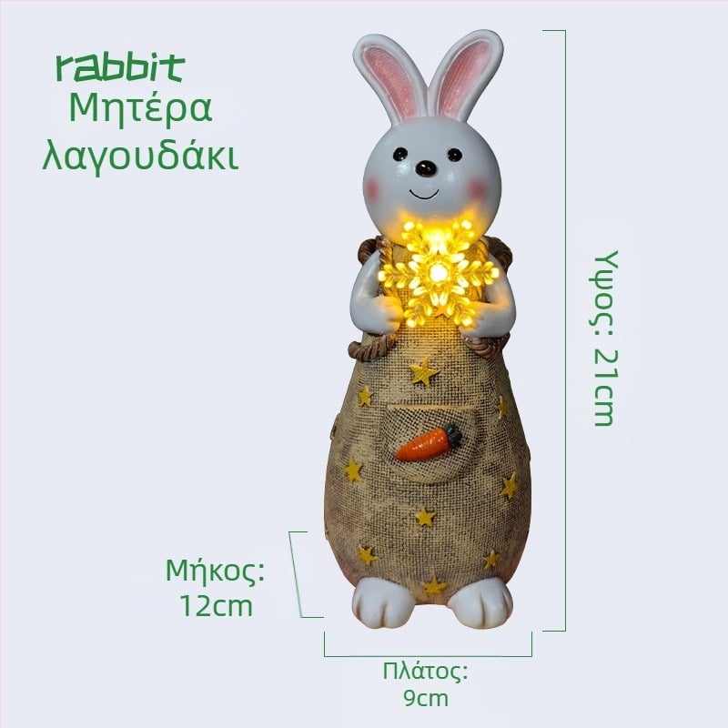 Λαγουδάκι λαμπερό επιτραπέζιο διακοσμητικό με θήκη για στυλό, νυχτερινό φως και διακόσμηση από ρητίνη, κατάλληλο για σαλόνι, γραφείο και κήπο