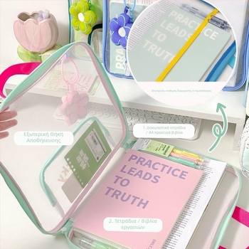 Φοιτητική τσάντα εγγράφων με φερμουάρ από διχτυωτό νάιλον, πολυεπίπεδη οργάνωση εγγράφων εξετάσεων