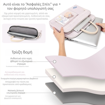 MAHOO αδιάβροχη τσάντα για notebook και tablet με προστασία από κραδασμούς, εξωτερικό Oxford ύφασμα, επένδυση από νάιλον, γυναικείου σχεδιασμού, συλλογή Άνοιξη 2024