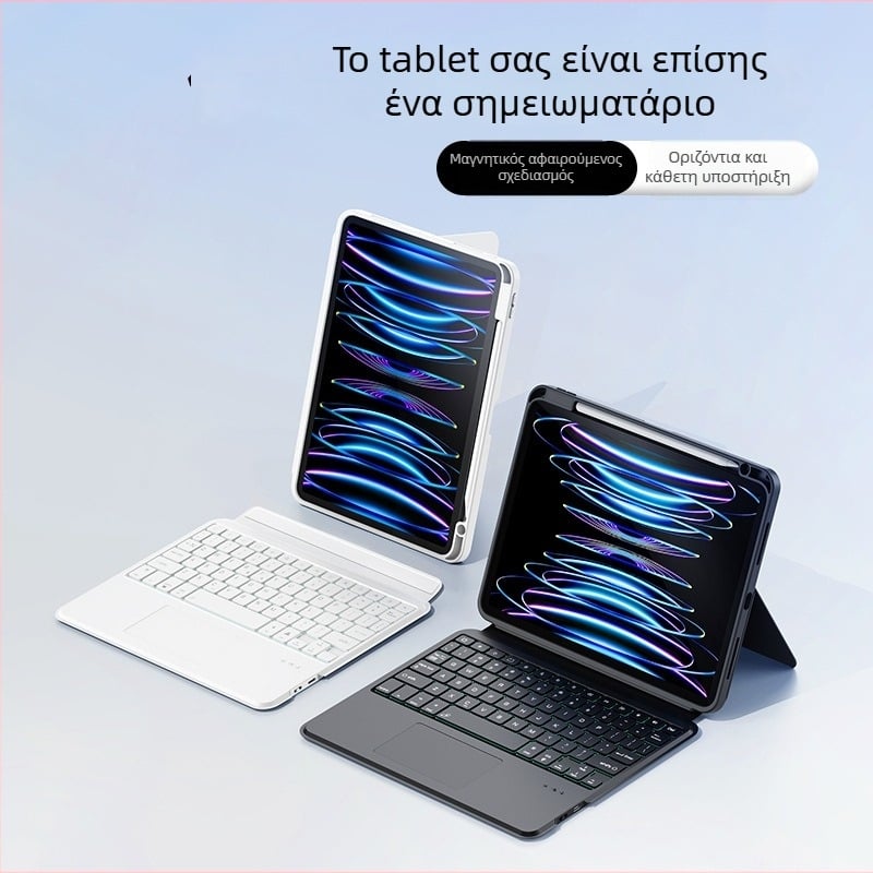 JUQITECH Θήκη προστασίας iPad με μαγνητικό αποσπώμενο Bluetooth πληκτρολόγιο για Air 8/11/13 (2025)