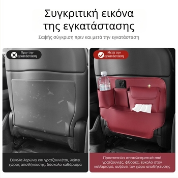 Οργανωτής πίσω από το κάθισμα αυτοκινήτου – κατάλληλος για όλες τις εποχές, υφή δέρματος Nappa, τοποθετείται στο κάθισμα, προστασία από βρωμιά και κλωτσιές