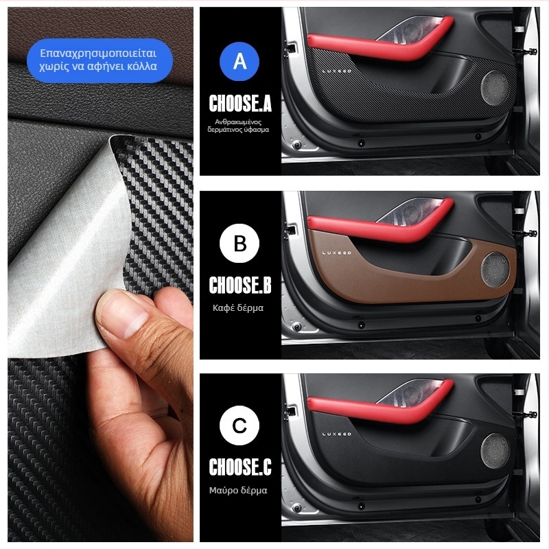 SNBLO Δερμάτινος προστατευτής κατωφλίου πόρτας αυτοκινήτου – δερμάτινη επένδυση εσωτερικού