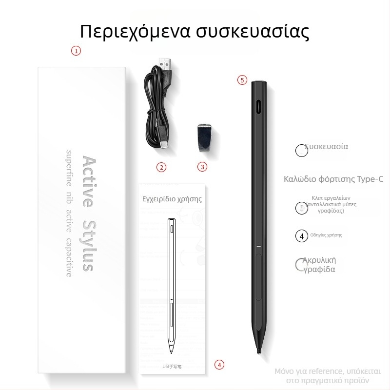Stylus για Chromebook με πρωτόκολλο USI 2.0, 4096 επίπεδα πίεσης, αυθεντικό αποσβεστικό άκρο