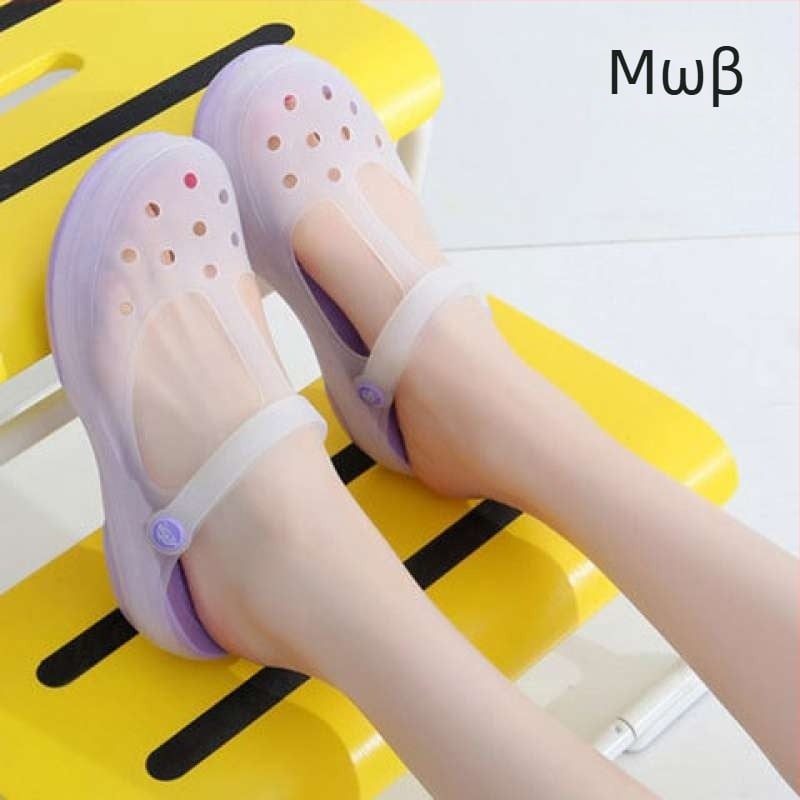 Γυναικεία Mary Jane ζελέ σανδάλια με παχιά EVA σόλα, αντιολισθητικά, μεσαίο ύψος επάνω, στρογγυλή μύτη