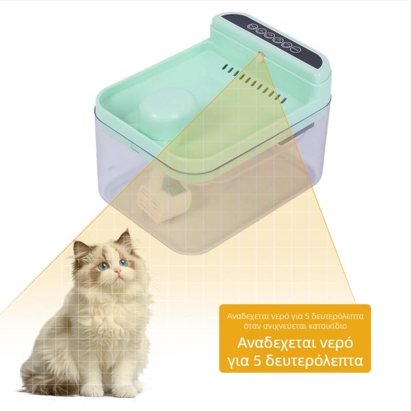 Ασύρματο ποτιστικό νερού για κατοικίδια με αυτόματη κυκλοφορία και φιλτράρισμα, επαναφορτιζόμενο, ήσυχο για σκύλους και γάτες