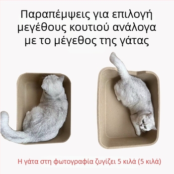 Κουτί άμμου γάτας μίας χρήσης με προστασία από πιτσιλίσματα, βιοδιασπώμενος πολτός κυτταρίνης, φορητό και κατάλληλο για ταξίδια