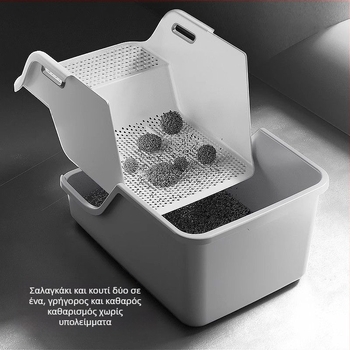 Τουαλέτα άμμου γάτας με ανοιχτό τύπο, τετράγωνης κατασκευής από PVC, μάρκα Hao mark