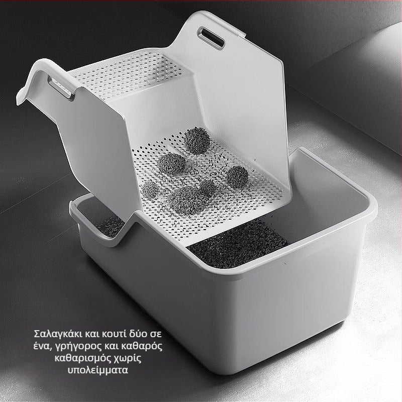 Τουαλέτα άμμου γάτας με ανοιχτό τύπο, τετράγωνης κατασκευής από PVC, μάρκα Hao mark