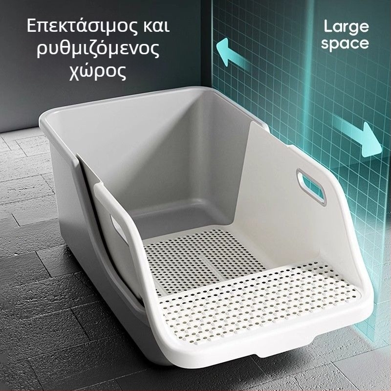 Τουαλέτα άμμου γάτας με ανοιχτό τύπο, τετράγωνης κατασκευής από PVC, μάρκα Hao mark