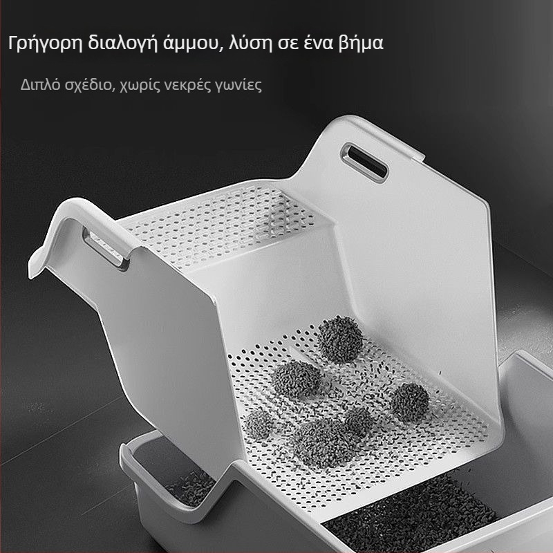 Τουαλέτα άμμου γάτας με ανοιχτό τύπο, τετράγωνης κατασκευής από PVC, μάρκα Hao mark