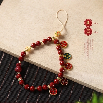 Μενταγιόν κινητού τηλεφώνου από πορφυρο-χρυσαφί άμμο, χειροποίητο πλέξιμο, γεωμετρικός σχεδιασμός