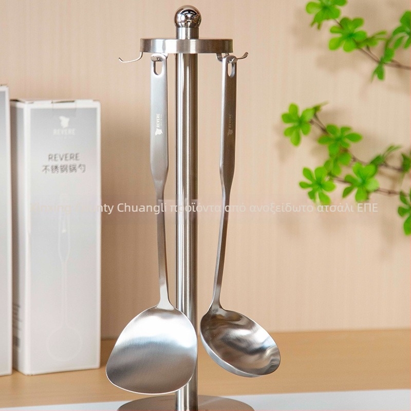Σετ κουτάλα και σπάτουλα REVERE από ανοξείδωτο ατσάλι – 304 ανοξείδωτο ατσάλι, μοντέρνος μινιμαλιστικός σχεδιασμός, αντοχή σε υψηλές θερμοκρασίες, συμβατό με μη κολλητικά τηγάνια