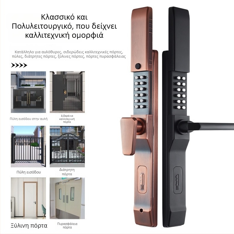 Εξωτερική μηχανική κλειδαριά συνδυασμού με διπλό χειριστήριο για φράχτες και πύλες από σφυρήλατο σίδερο (Μοντέλο 618, κράμα ψευδαργύρου, διατομή 8x8, απόσταση 85)