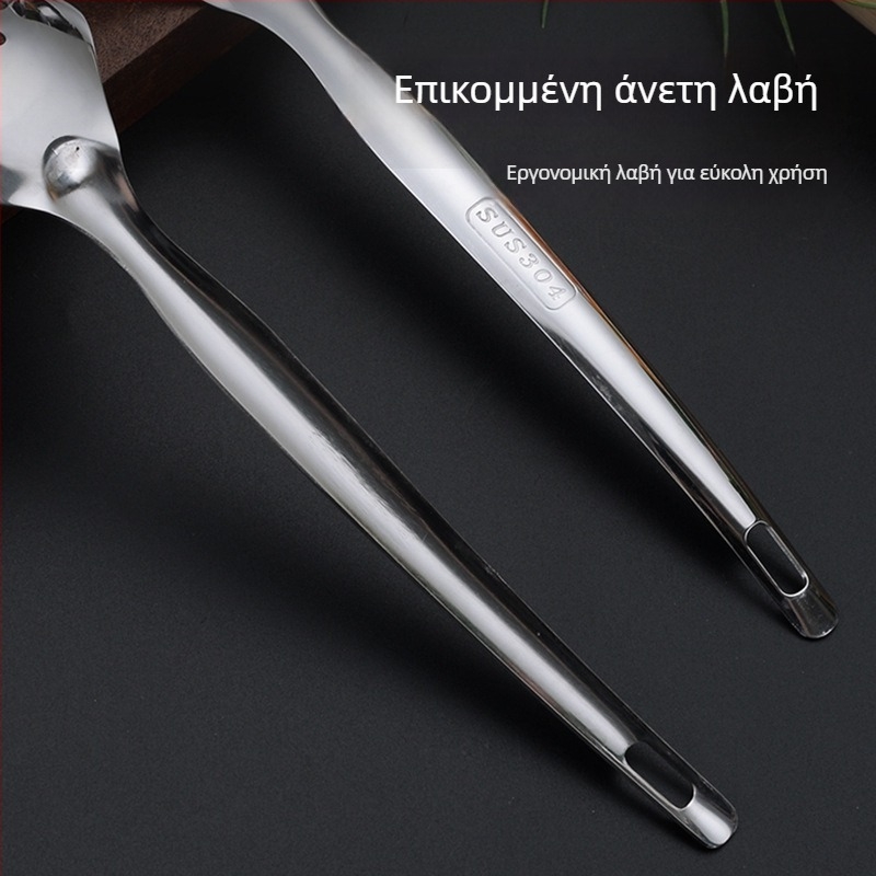 Κουτάλι σούπας με κόσκινο από ανοξείδωτο ατσάλι 304, μακριά λαβή, ανθεκτικό στη θερμότητα, κουταλο-σπάτουλα