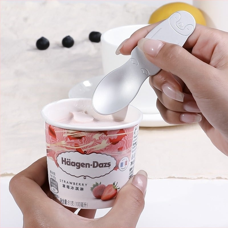 TAIDAMI αλουμινένιο κουτάλι παγωτού — καρτούν σχέδιο με πιγκουίνο και πολική αρκούδα, μοντέρνος μινιμαλιστικός σχεδιασμός