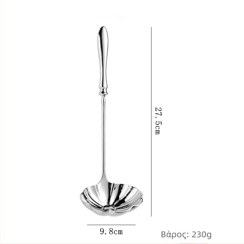 Κουτάλι σούπας από ανοξείδωτο ατσάλι 304 με παχύτερη λαβή σε σχήμα κολοκύθας, κατάλληλο για εστιατόρια και ξενοδοχεία, με φινίρισμα καθρέφτη