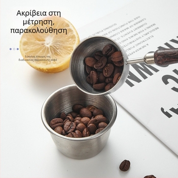 Μετρητικό κουτάλι μέτρησης για γάλα σε σκόνη και κόκκους καφέ — ανοξείδωτο ατσάλι 304, μακριά ξύλινη λαβή, πολυλειτουργικό εργαλείο κουζίνας