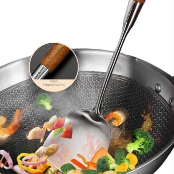 Σετ μαγειρικής από ανοξείδωτο ατσάλι 316 με υψηλή αντίσταση στις θερμοκρασίες και θερμική μόνωση στη λαβή, περιλαμβάνει σπάτουλα, κουτάλι και σουρωτήρι