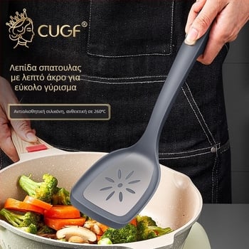 Σπάτουλα σιλικόνης για μαγείρεμα, κατάλληλη για τρόφιμα, ανθεκτική σε υψηλές θερμοκρασίες, μη κολλητική, με μακριά λαβή