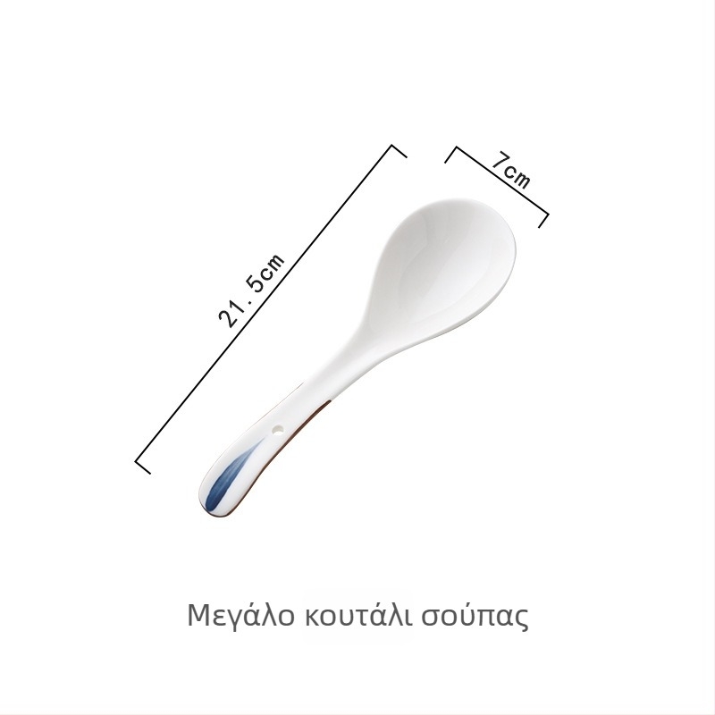 Κεραμικό κουτάλι σούπας – ιαπωνικού στυλ, απλός σχεδιασμός, χειροποίητο σχέδιο υπό γλάσο, εκτύπωση λογότυπου, προσαρμογή διαθέσιμη (Μάρκα Ten)