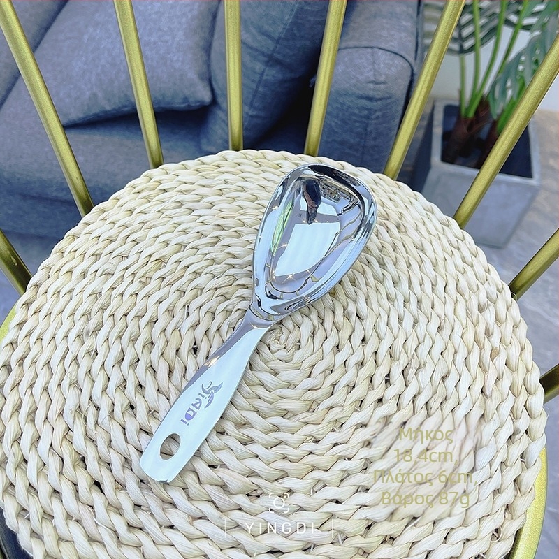 Κουτάλι σερβιρίσματος ρυζιού με κούφια λαβή από ανοξείδωτο ατσάλι, μοντέρνος μινιμαλιστικός σχεδιασμός, μοτίβο καρτούν, φινίρισμα καθρέφτη