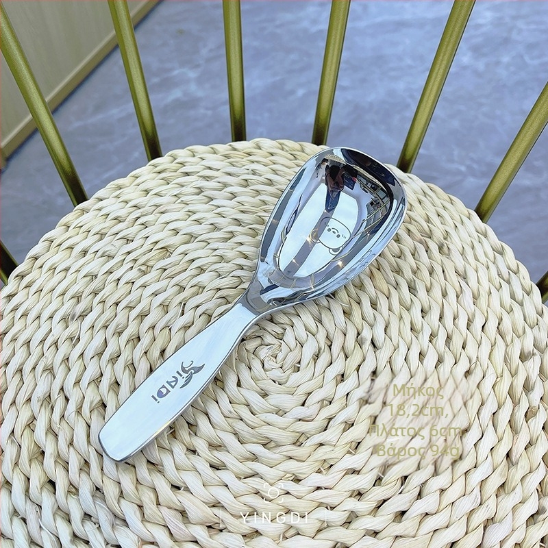 Κουτάλι σερβιρίσματος ρυζιού με κούφια λαβή από ανοξείδωτο ατσάλι, μοντέρνος μινιμαλιστικός σχεδιασμός, μοτίβο καρτούν, φινίρισμα καθρέφτη