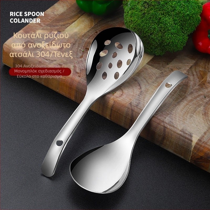 Κουτάλι ρυζιού από ανοξείδωτο χάλυβα 304, μοντέρνο και απλό στυλ, μονόχρωμο σχέδιο, εκτυπωμένο λογότυπο, παραμετροποιήσιμη επεξεργασία