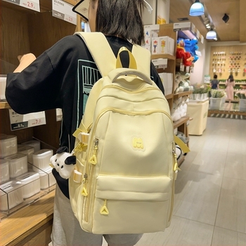 Σχολική τσάντα πλάτης unisex, αστικός μινιμαλισμός, με καμπύλους ιμάντες ώμου (νάιλον; αναπνεύσιμη; 2025 καλοκαίρι)