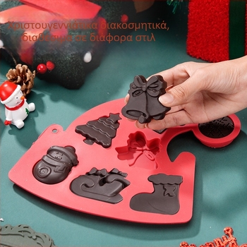 Σετ καλουπιών σιλικόνης για ψήσιμο, 6 τεμάχια, ρετρό στιλ, σχέδια Χριστουγεννιάτικο δέντρο και Άγιος Βασίλης, Ainuorui