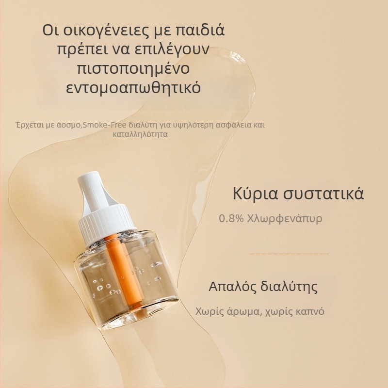 Ηλεκτρικό υγρό εντομοαπωθητικό για βρέφη και εγκύους, LED λαμπτήρας για 11–20 τ.μ., νυχτερινό φως, χωρίς μπαταρία
