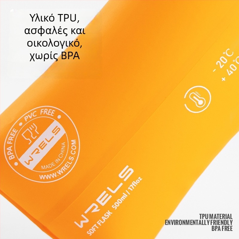 Αθλητικό εξωτερικό δοχείο νερού με αναδιπλούμενο σχεδιασμό, TPU + σιλικόνη στόμιο, ιδανικό για τρέξιμο και πεζοπορία