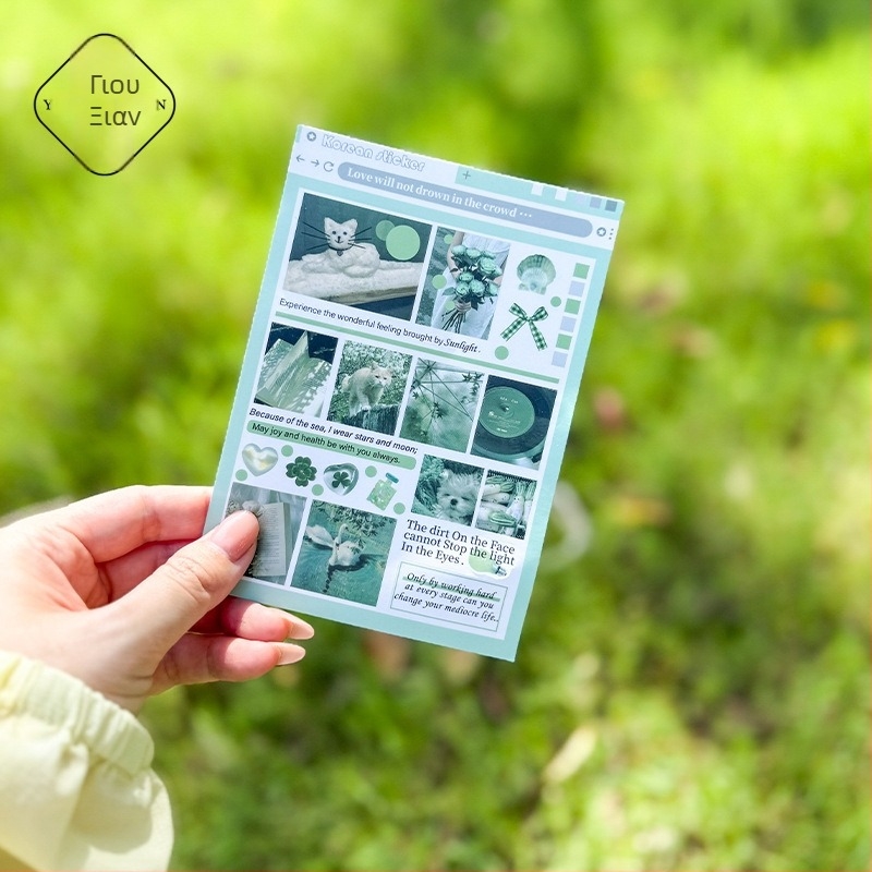 Leisurely Σειρά Cosmic Moss Cut-Film Sticker Book για ημερολόγια και κολάζ στην πίσω όψη του τηλεφώνου – Γλυκό στυλ