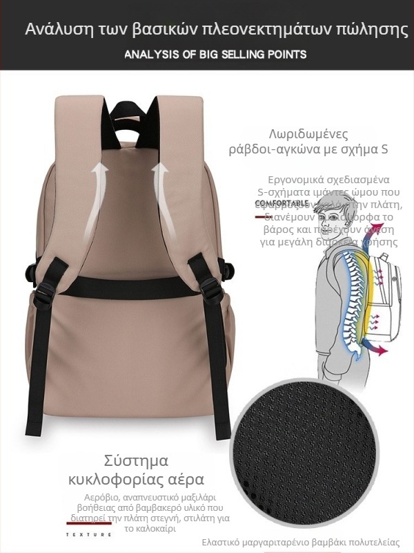 Ανδρικό-γυναικείο σακίδιο πλάτης 20-35 L, αδιάβροχος πολυεστέρας, κατάλληλο για φορητό υπολογιστή 16 ιντσών